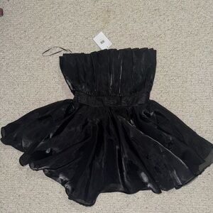 Black Strapless Fit and Flare Cocktail Dress